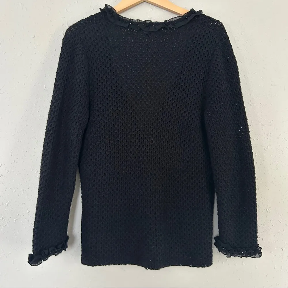 NWT Jones New York Black Cardigan Sweater Nuetral Winter Holiday Ruffle - Image 7