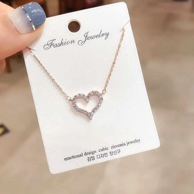 14K Rose Gold Plated Love Heart Pendant Necklace for Women - Image 3