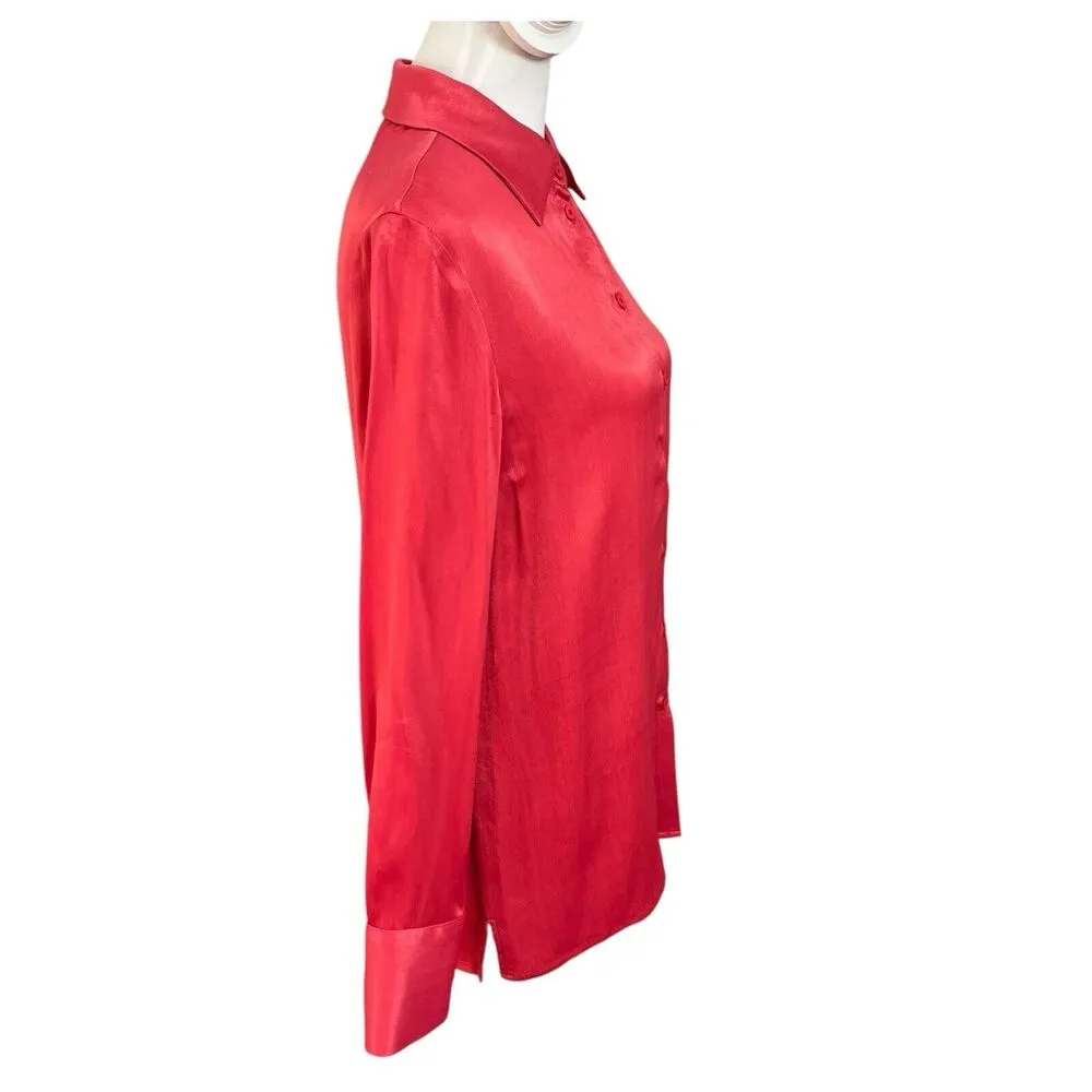 Atoir Keitha Shirt Satin Button Down Shirt Red Blouse Women’s Size XS - Image 4