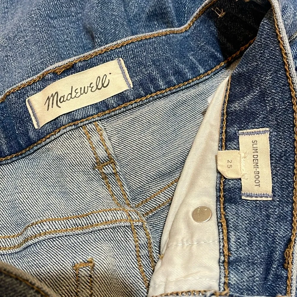 Madewell Slim Demi-Boot Hemp Denim Jeans in Enright Wash Size 25 NA931 - Image 3