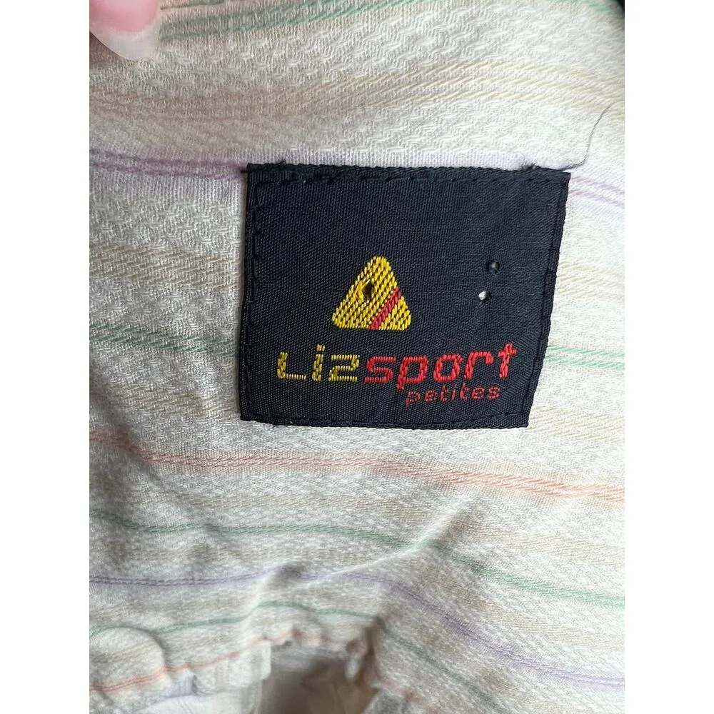 Liz Sport striped button down yellow pink green - Image 8