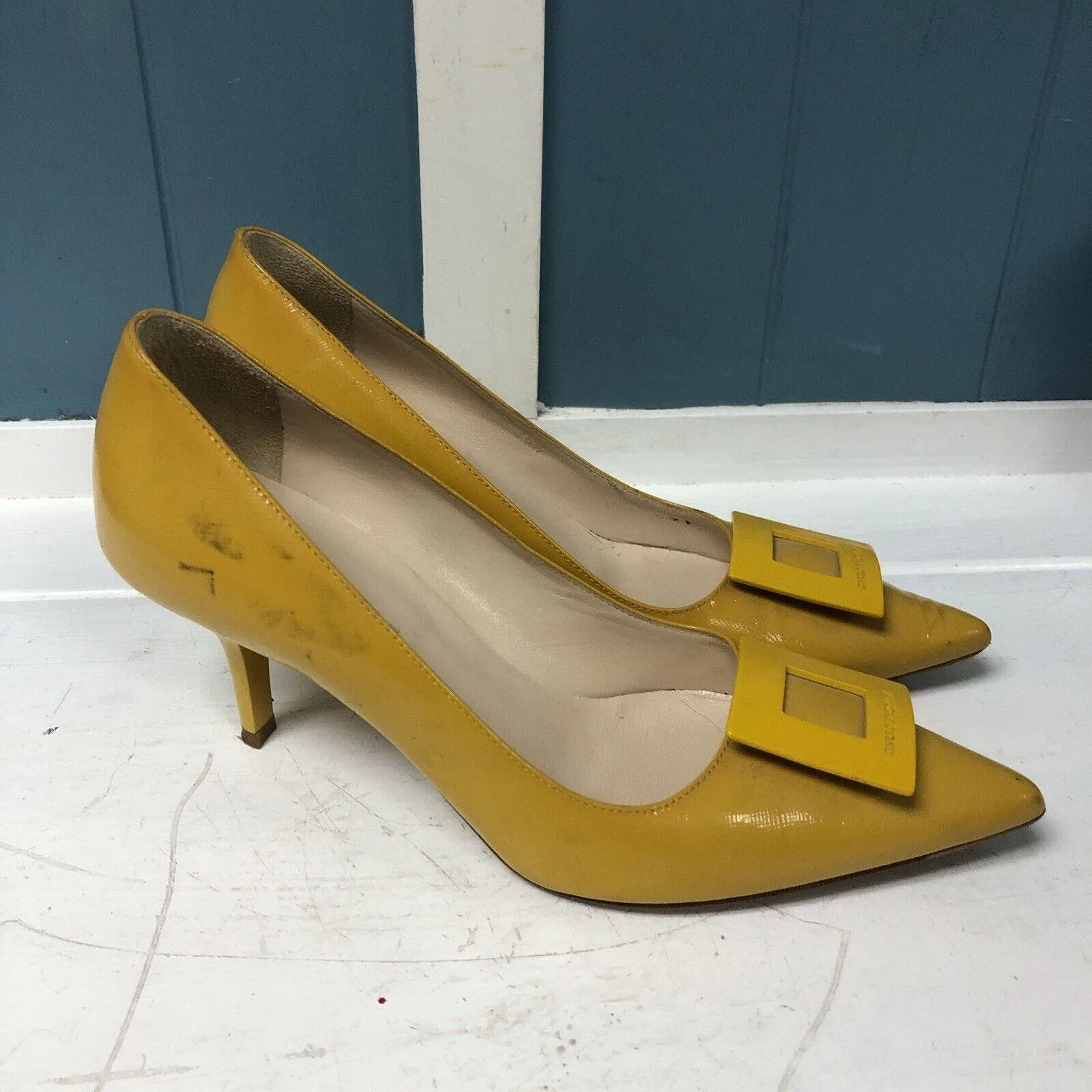 Carlo Pazolini Pointy Toe Shoes‎ High Heel Leather Yellow Heel Women’s 36.5 / 6 - Image 3
