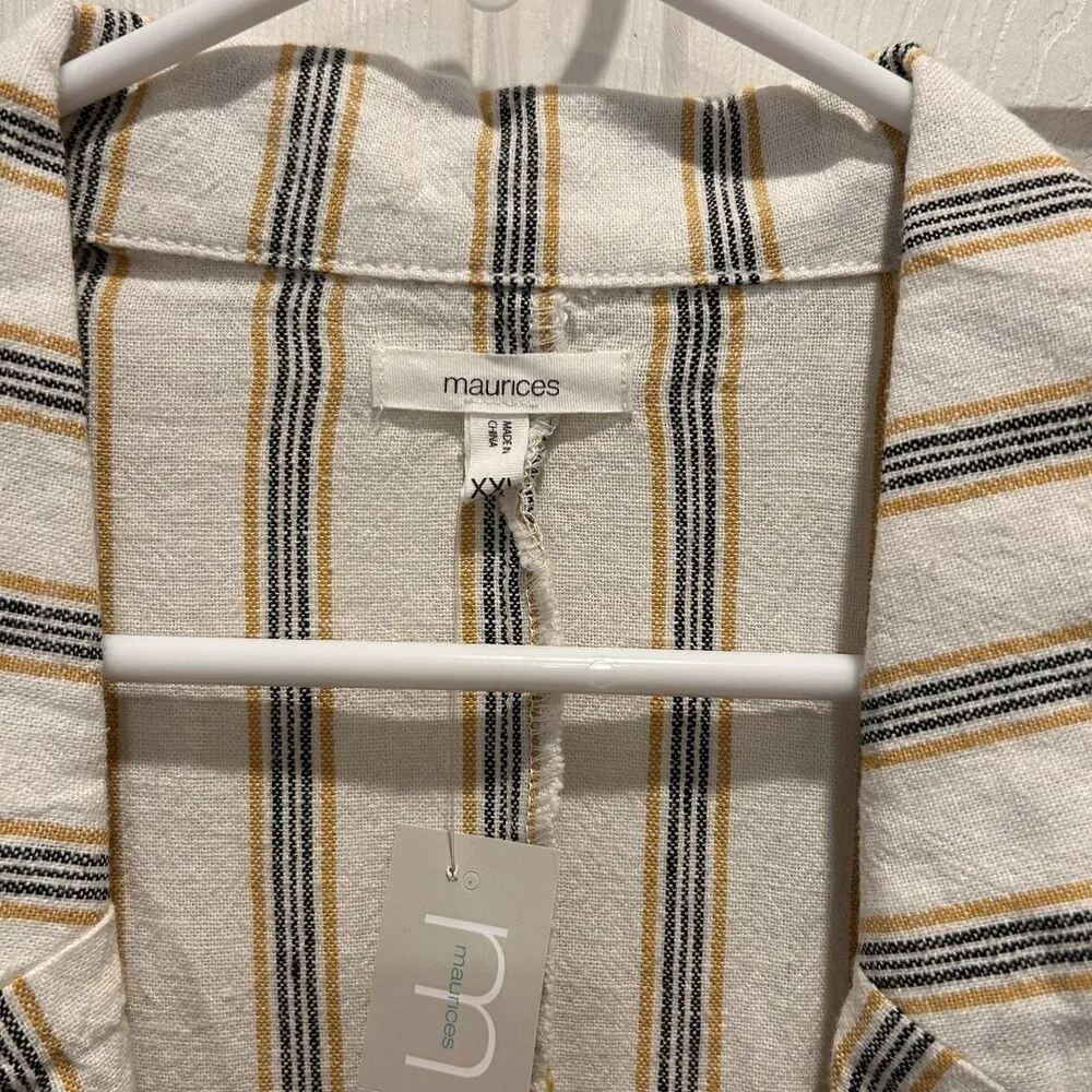 Maurices Women’s XXL Striped Long Sleeve Open Front Lightweight Blazer Linen NWT - Image 4