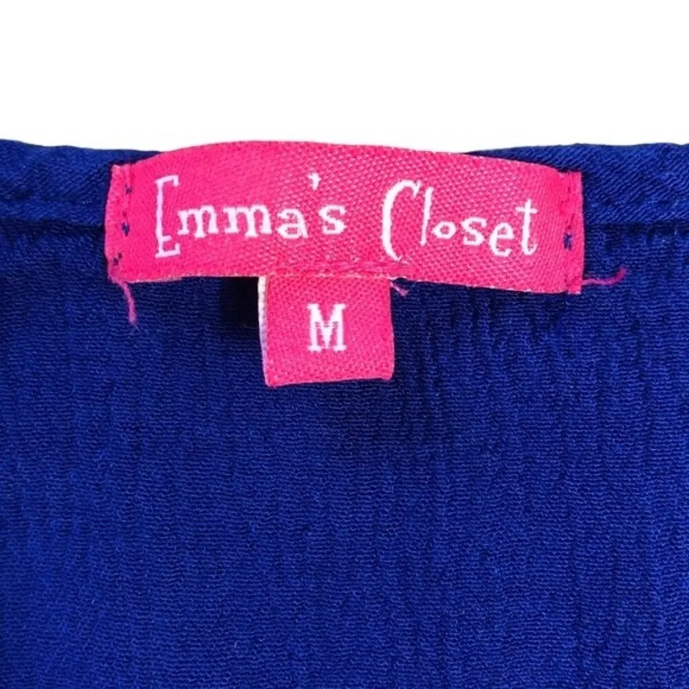 Emma’s Closet Royal Blue Boho Cold Shoulder Embroidered Blouse - Image 4