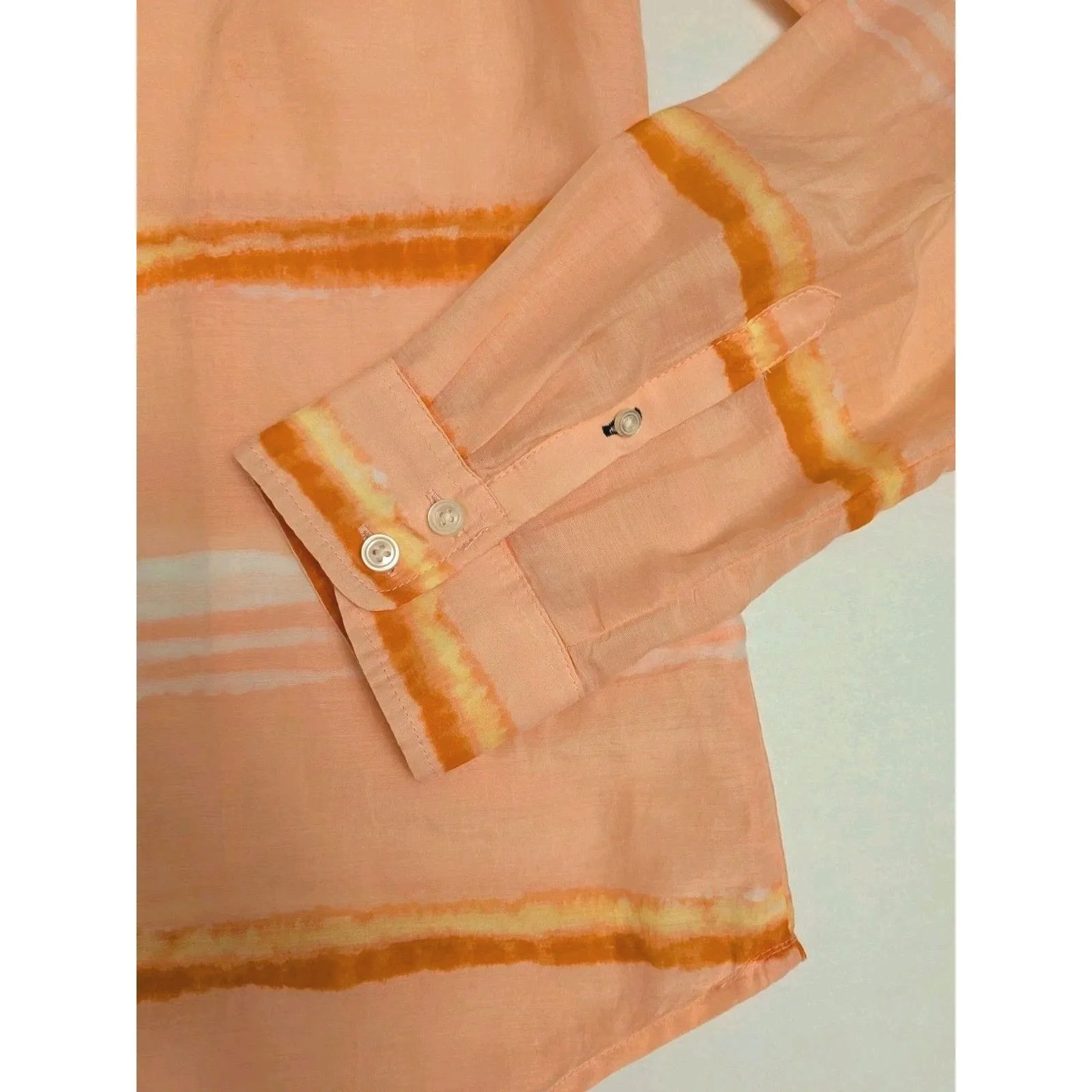 JCP Wmn Sz M Orange Silk Blend Button Up Preppy Coastal Ethereal Grandma Size M - Image 7