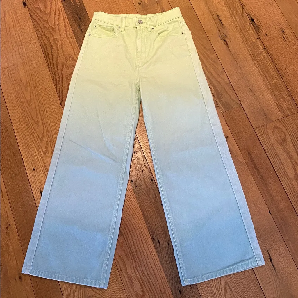 Urban Outfitters BDG High Wide Relaxed Jeans Green Blue Ombré Fade 26 - Image 3