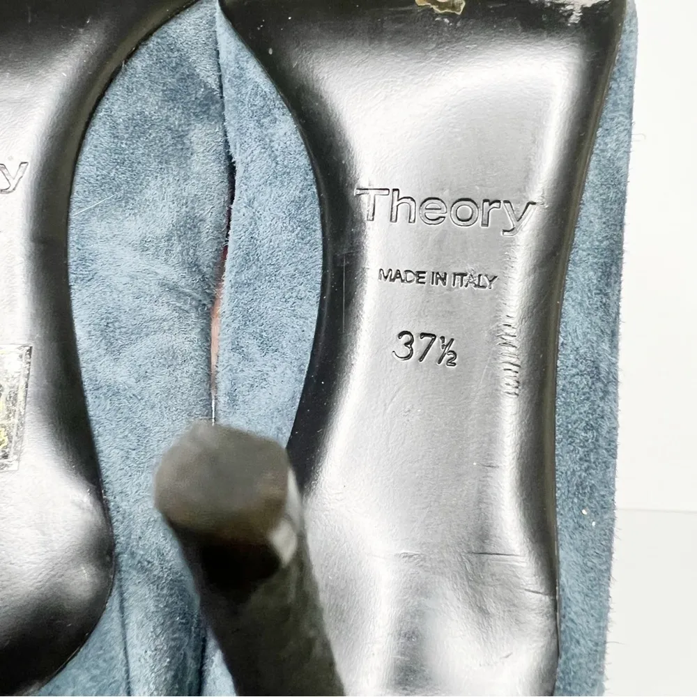 Theory Braxia Blue Suede Heels Pointed Size 37.5 6.5 Women’s - Image 4