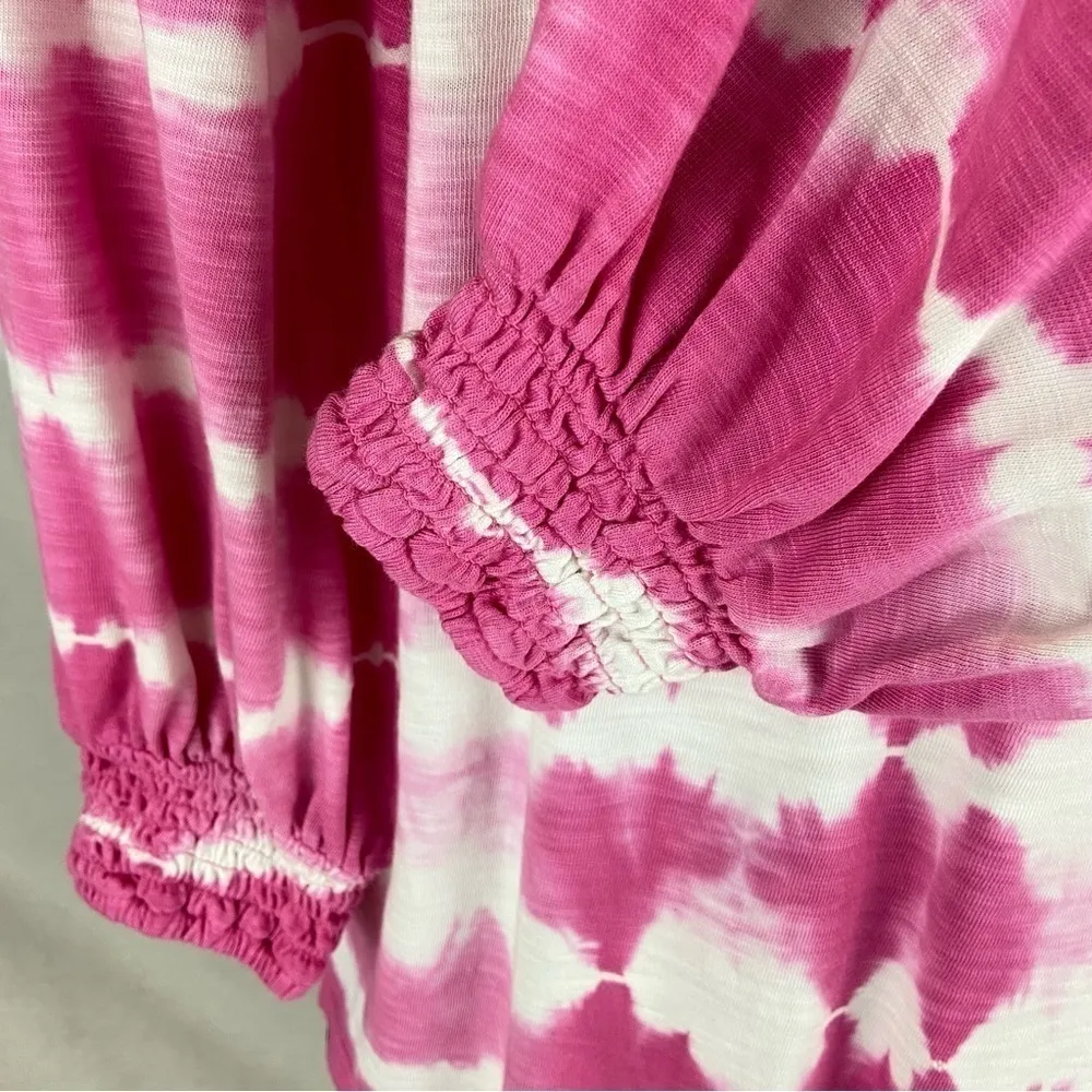 Crown and Ivy Pink Tie Dye Puff Sleeves Top Women’s Size Medium Barbie - Image 10