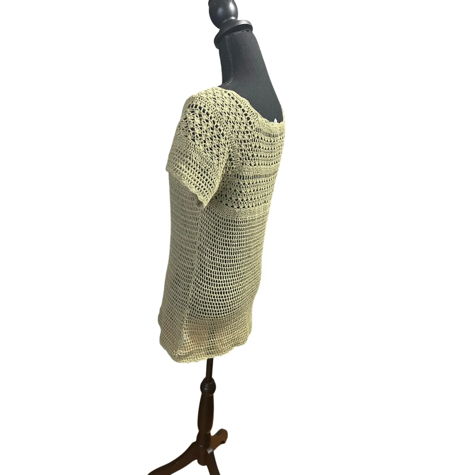 Chadwicks Green Crochet Layer Top with Scallop Hem – Boho Chic - Image 4