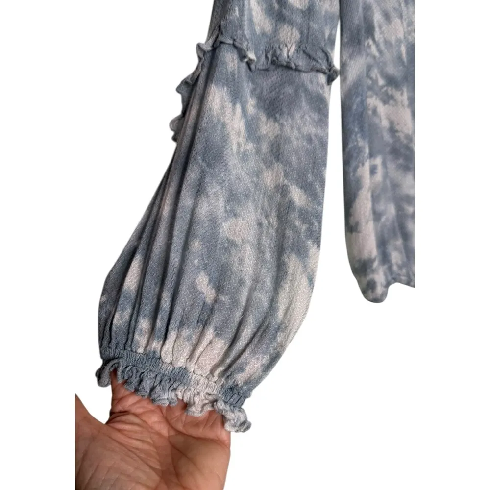 Young Fabulous & Broke tie dye top small blue white pullover top - Image 3