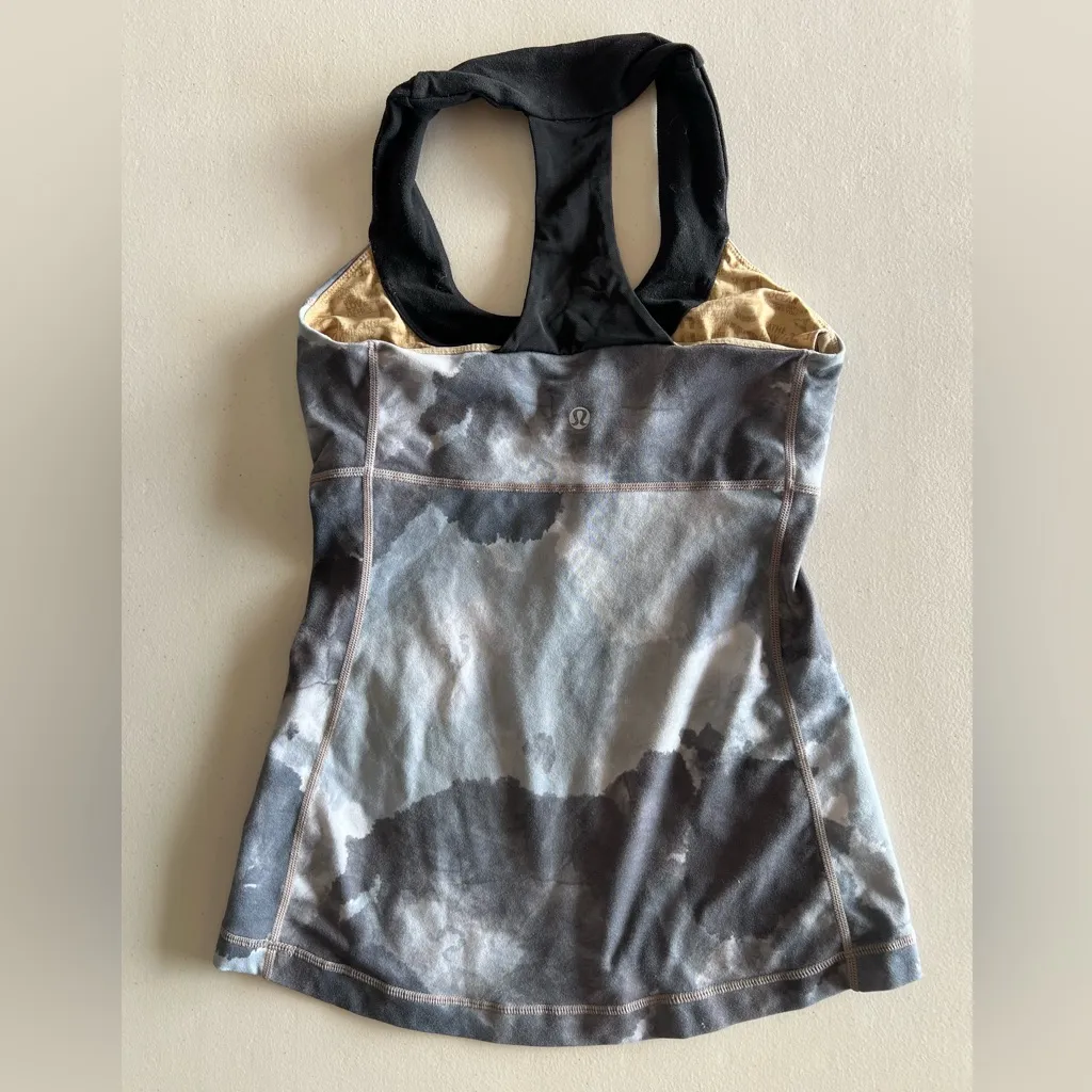 Lululemon Scoop Neck Tank Black White Coal Tinted Canvas Super Tank Top Size 4 - Image 4
