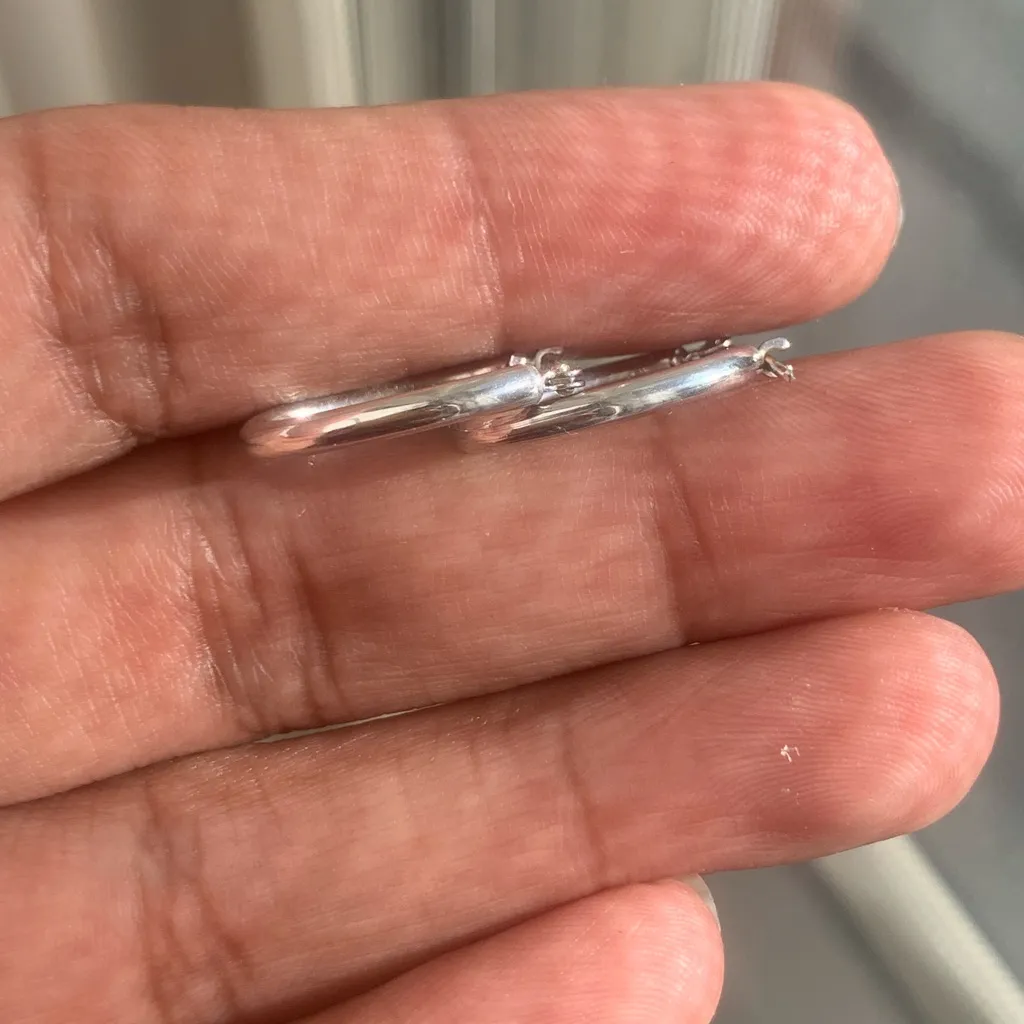 14kt White Gold Hoops - Image 2