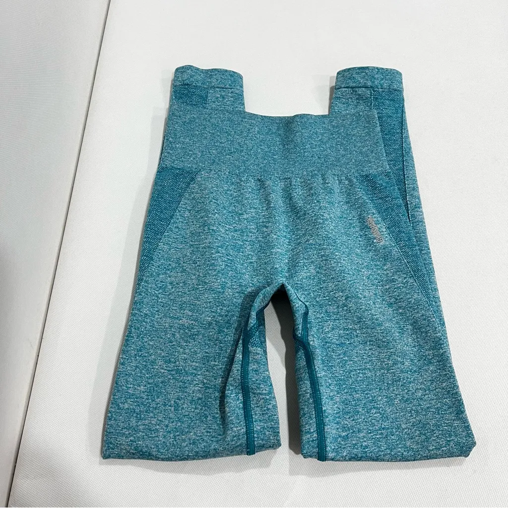 Gymshark Flex High Waisted Size Small Hydro Teal Marl/Light Gray Leggings - Image 2