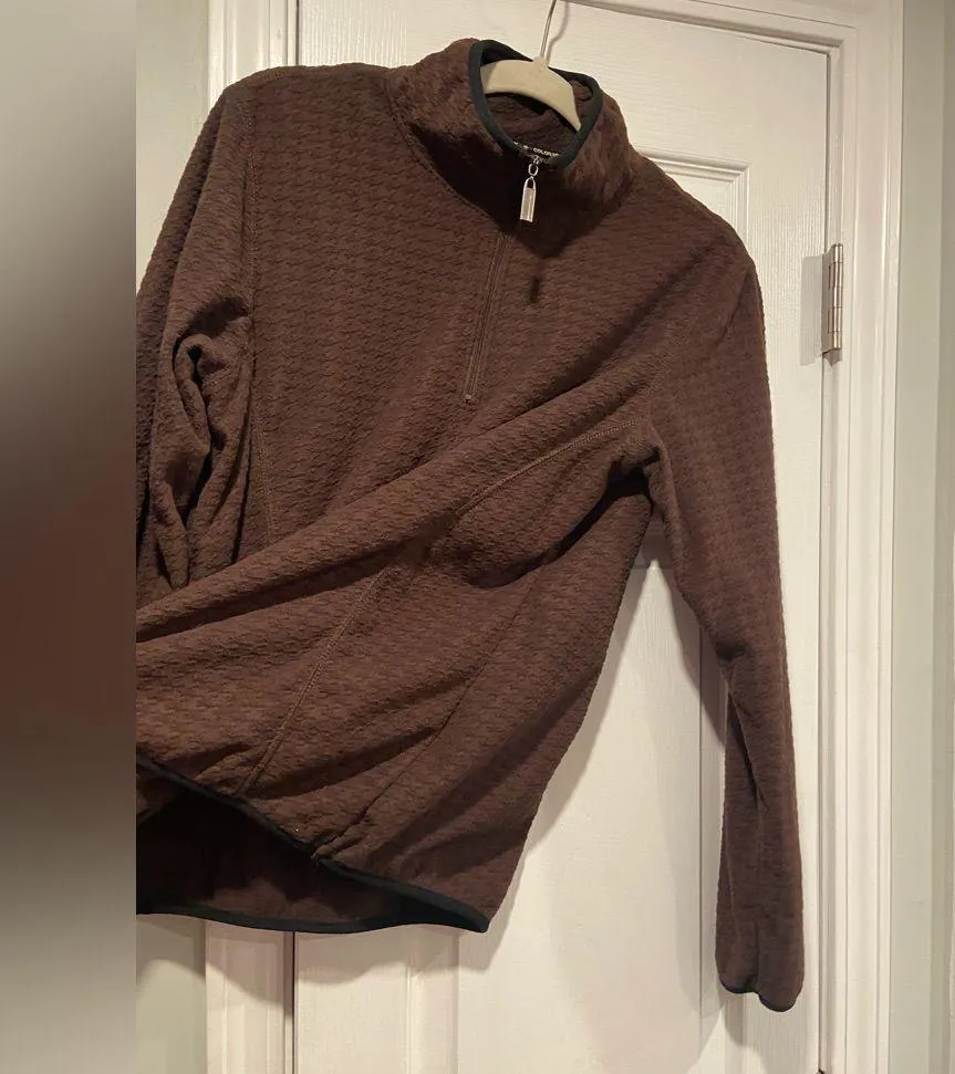 Wooly Bully Wear Size L Brown Waffle Fleece Quarter Zip Mock Neck Pullover Top Size L - Image 8