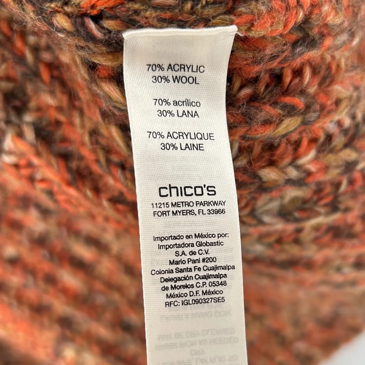 Chicos Boho Katarina Cardigan Sweater Brown Marled Knit Fringe Chain Sz 1 Medium - Image 9