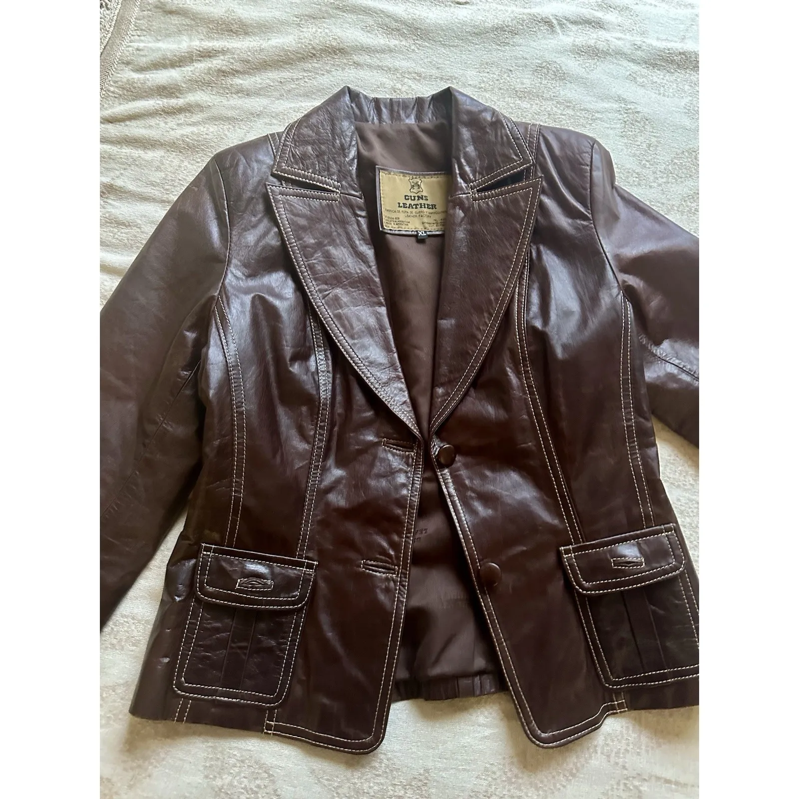 Guns and Leather Argentinian Jacket Fits a Women's Small, Maroon Red - Image 7