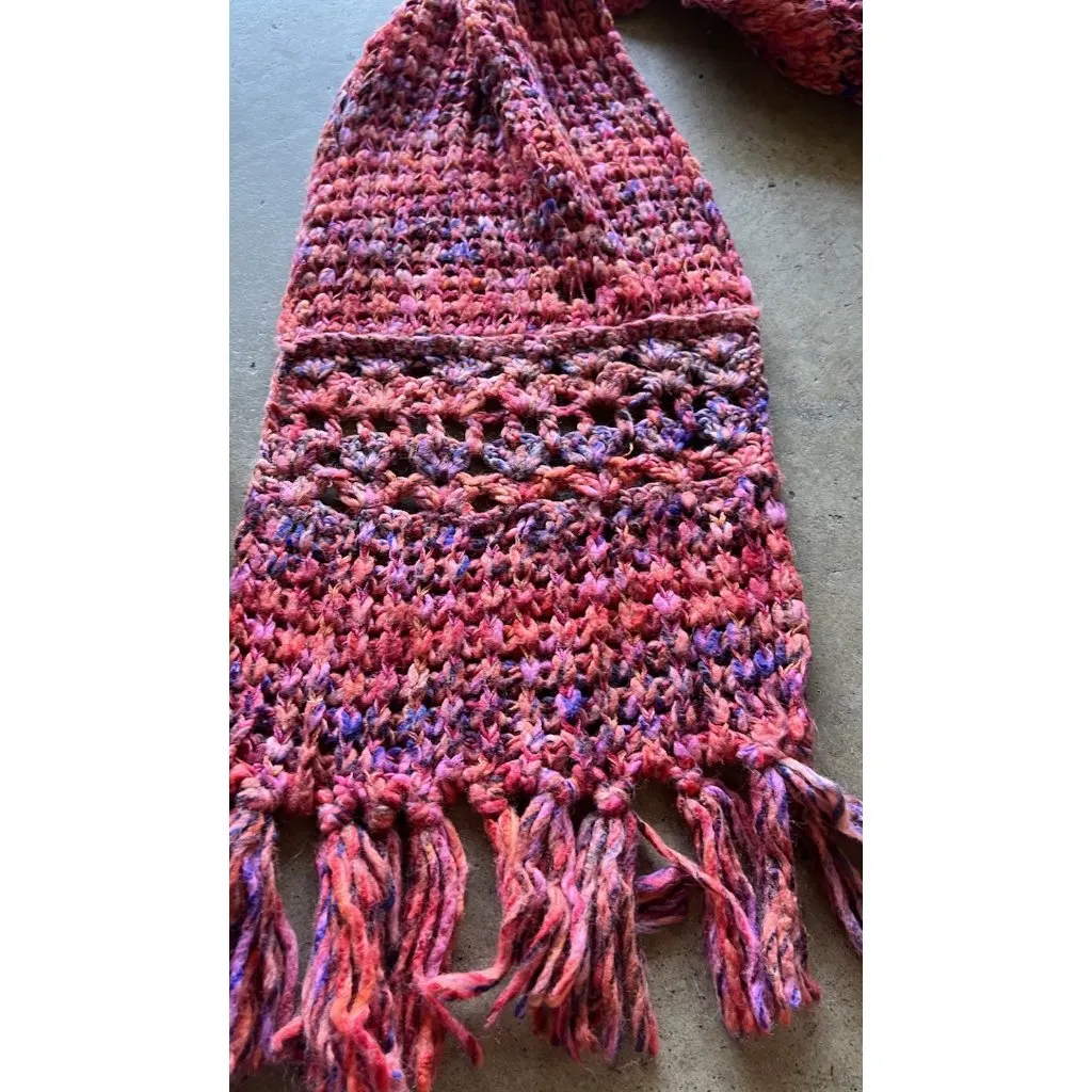 Free People Maroon Wool Soft Alpaca Mohair Chunky Loose Knit Oversized Scarf 89” - Image 4