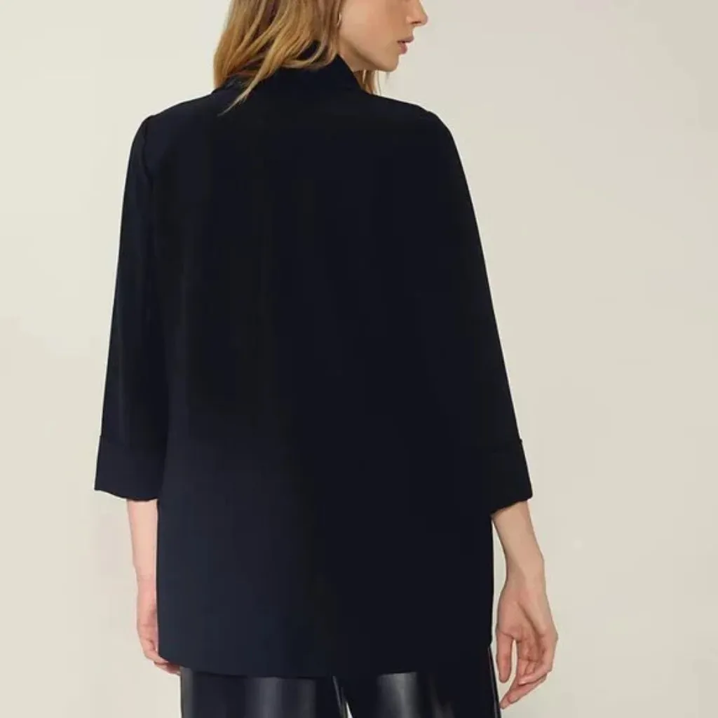 Aritzia Wilfred Chevalier Crepe Jacket Lightweight Open Front Blazer Black 2 - Image 3