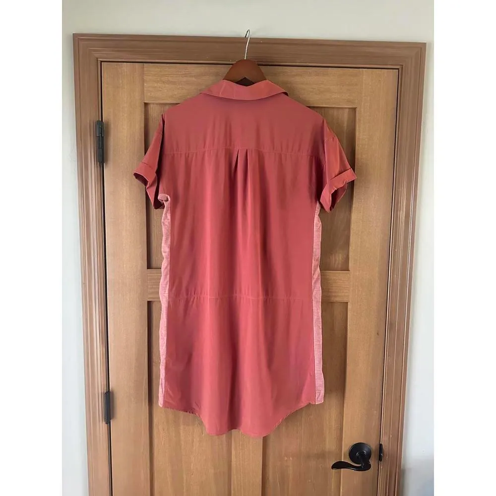 Smartwool Merino Wool Sport Shirt Dress Button Down in Terracotta Pink Medium​ - Image 8