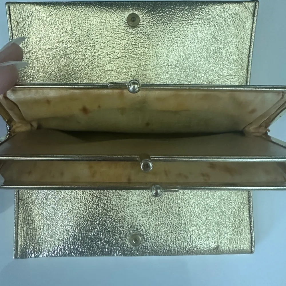 BARONET VINTAGE GOLD FOIL KISS LOCK WALLET CLUTCH - Image 6