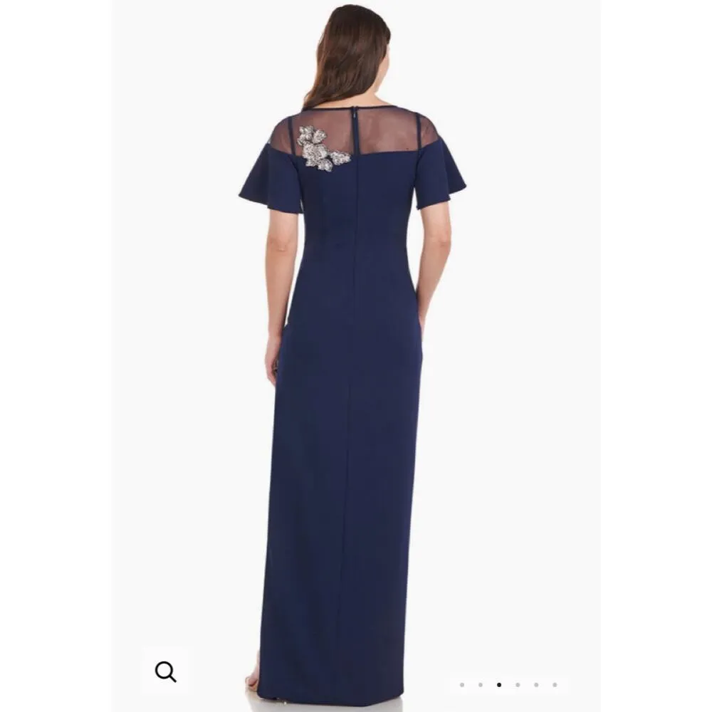 NWT JS Collections Fleur Beaded Column Gown Blue Size 4 - Image 4