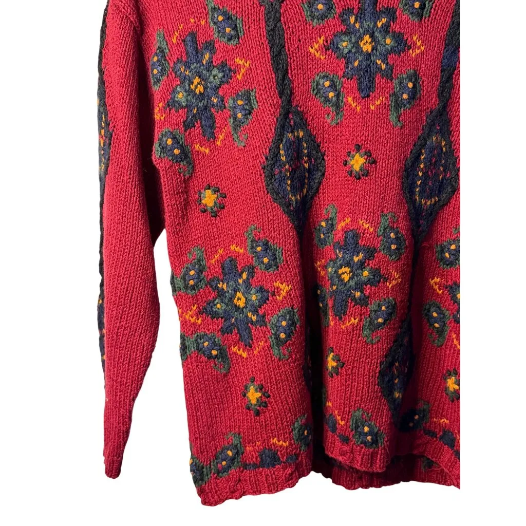 VTG Portraits Northern Isles Womens Small Hand Knitted Nordic Heritage Sweater Red Size undefined - Image 3