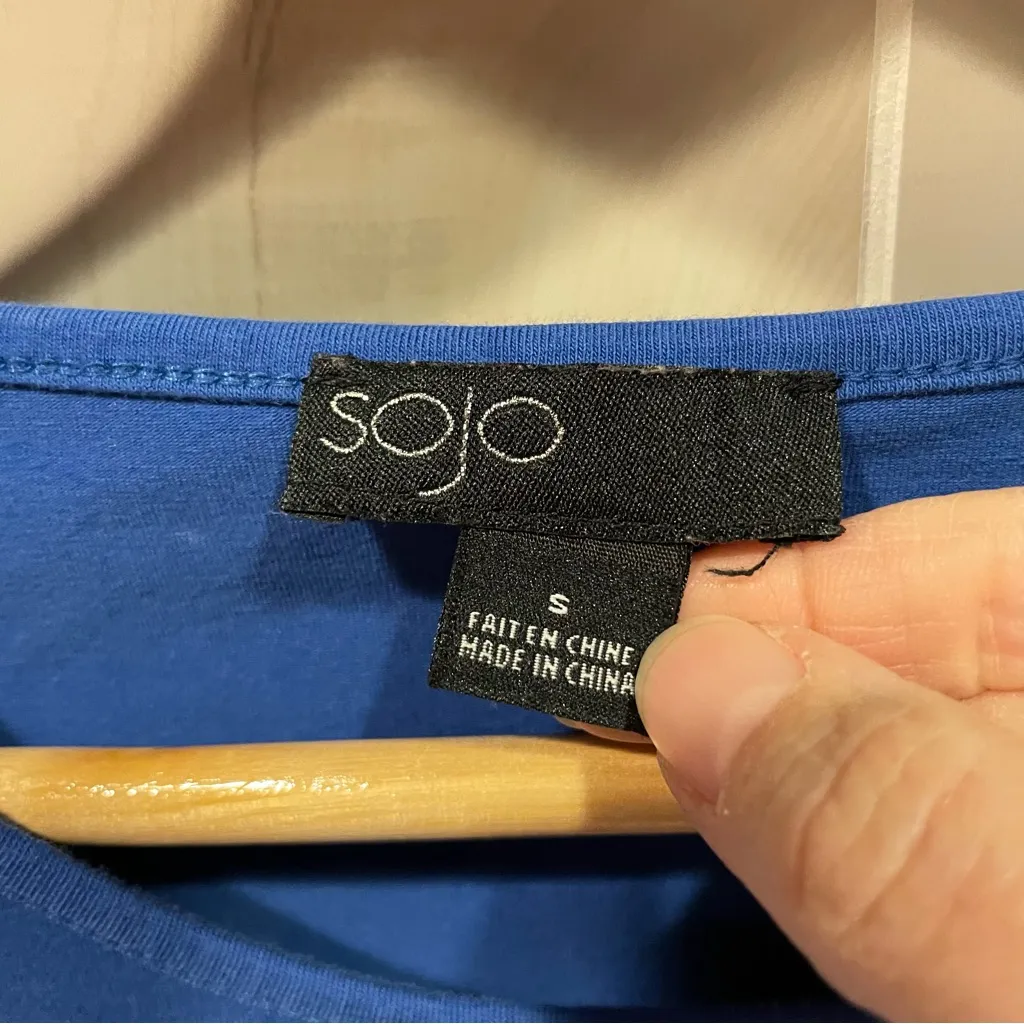 Cute royal blue scoop neck top short sleeve cotton with stretch ocean sky - Image 5