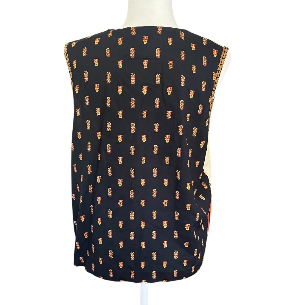 Vintage 90's Boho Patchwork Vest Size 14 Western Tan - Image 4