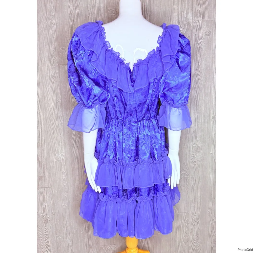 Vintage call it fancy square dancing line dancing Halloween cosplay ruffle dress Blue Size 16 - Image 3