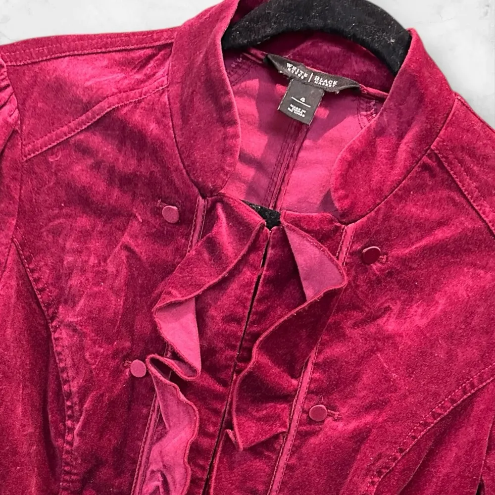 White House Black Market Burgundy Ruffle Blazer - Image 4