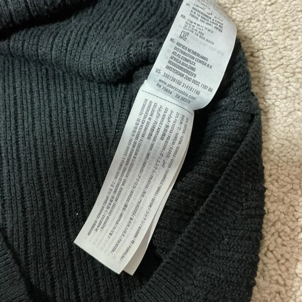 Hollister Black Ribbed Knit Wrap V Neck Long Sleeve Crop Sweater XS - Image 6