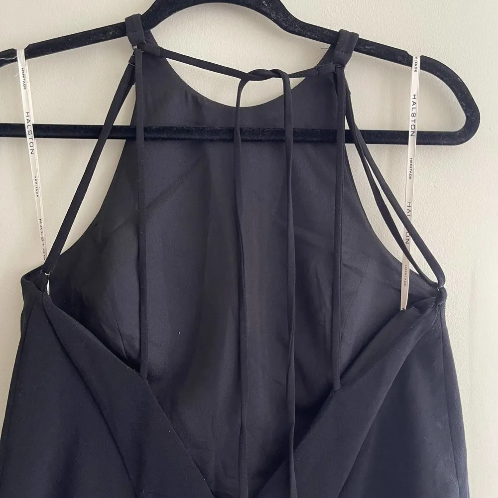 Halston Heritage  Black High-Neck Gown with Draped Ruffle Back Size 4 - Image 9