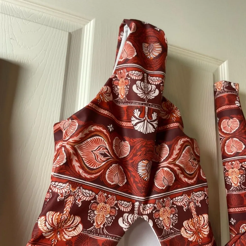 Phax Tropical One piece Long Sleeve Swim suit Women's Size Xs Red - Image 8