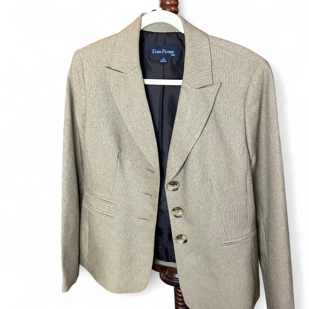 Vintage Herringbone Blazer | Sz 12 - Image 2