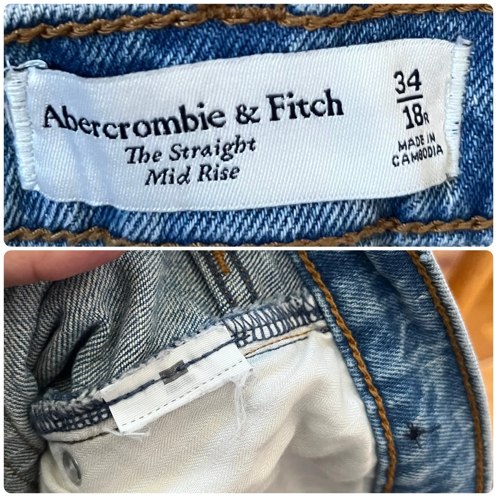 Abercrombie & Fitch Curve Love The Straight Mid Rise Jean Size 34/18R - Image 12