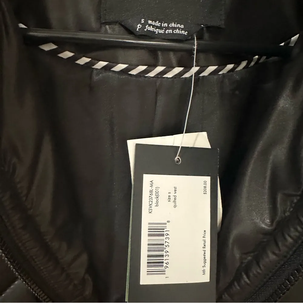 Kate Spade New York Black Quilted Vest Small NWT - Image 4