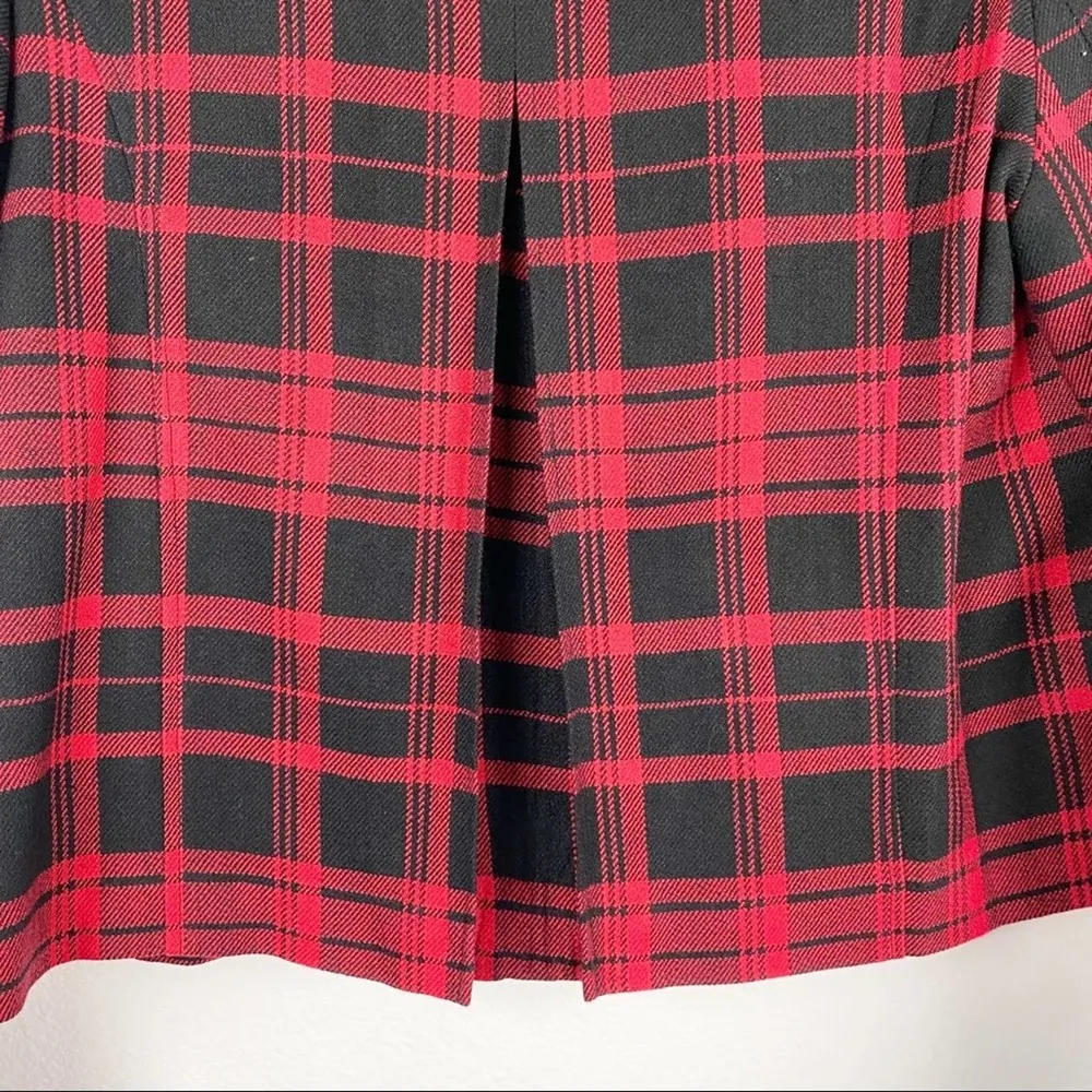 BRIGGS NEW YORK Black And Red Plaid Wool Blend Buttoned Blazer Jacket, Size 12 - Image 6