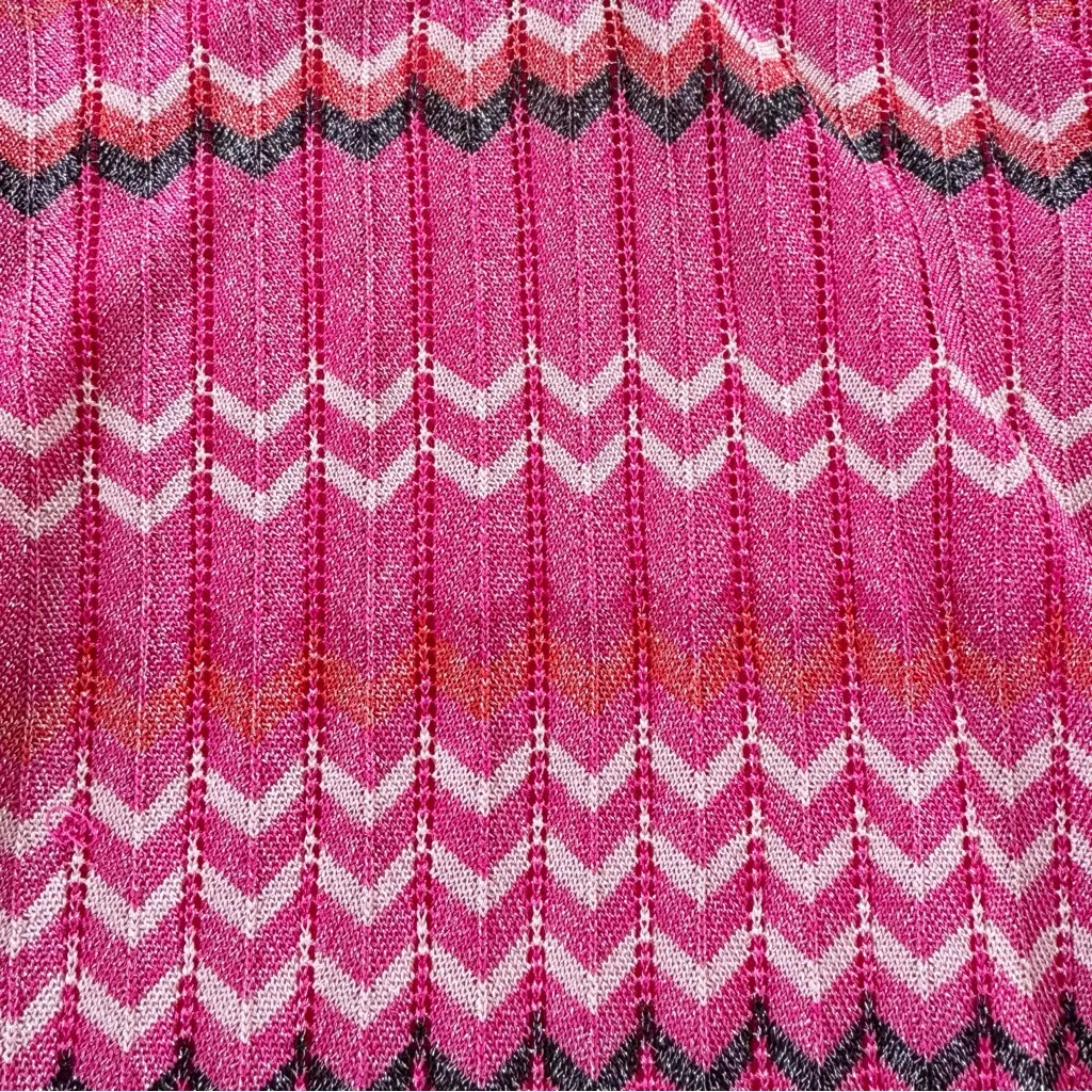 KAREN MILLEN Patterned Sparkle Knit Roll Neck Jacquard Midi Dress Punk Size XS - Image 9