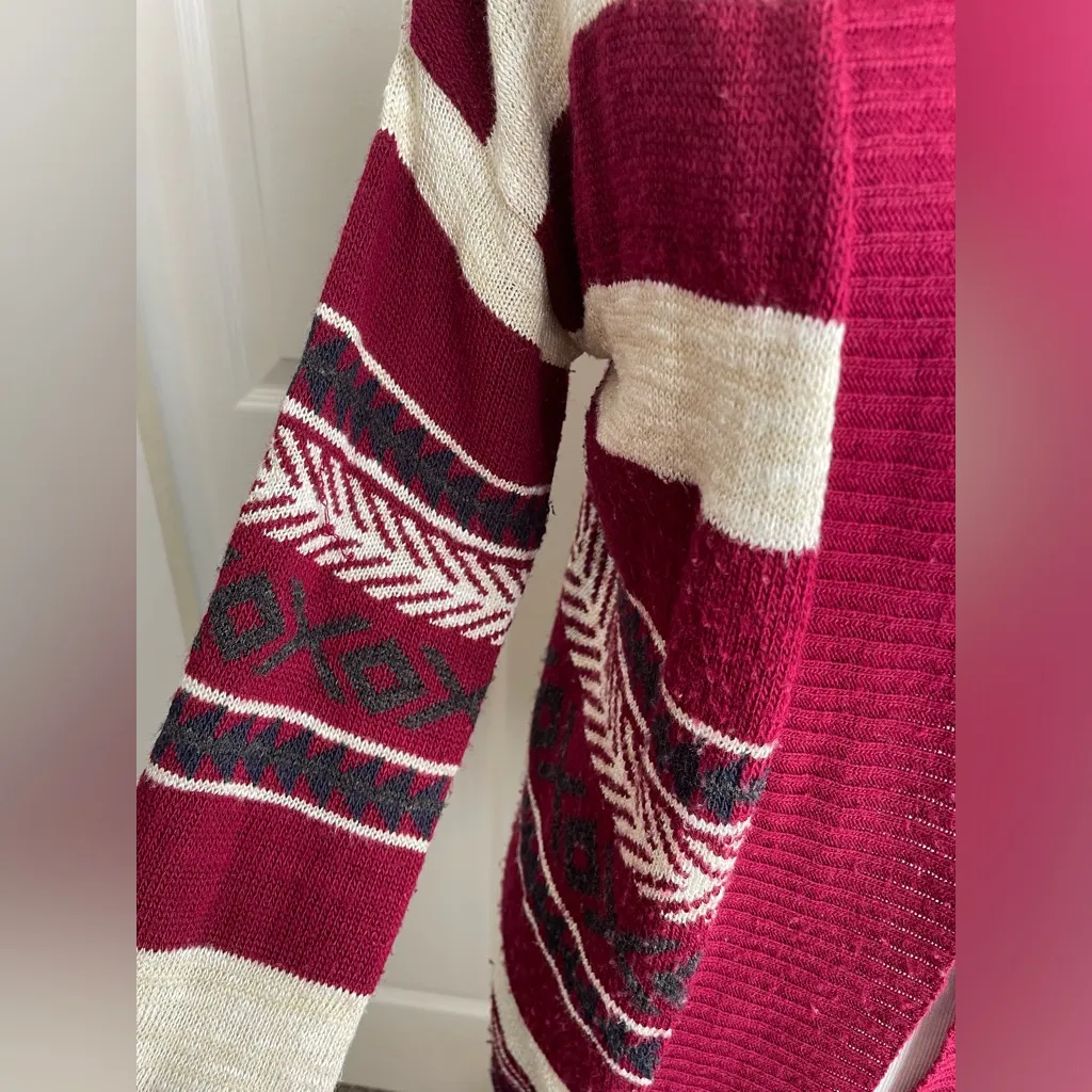 Say What Cardigan Medium Burgandy Striped - Image 2