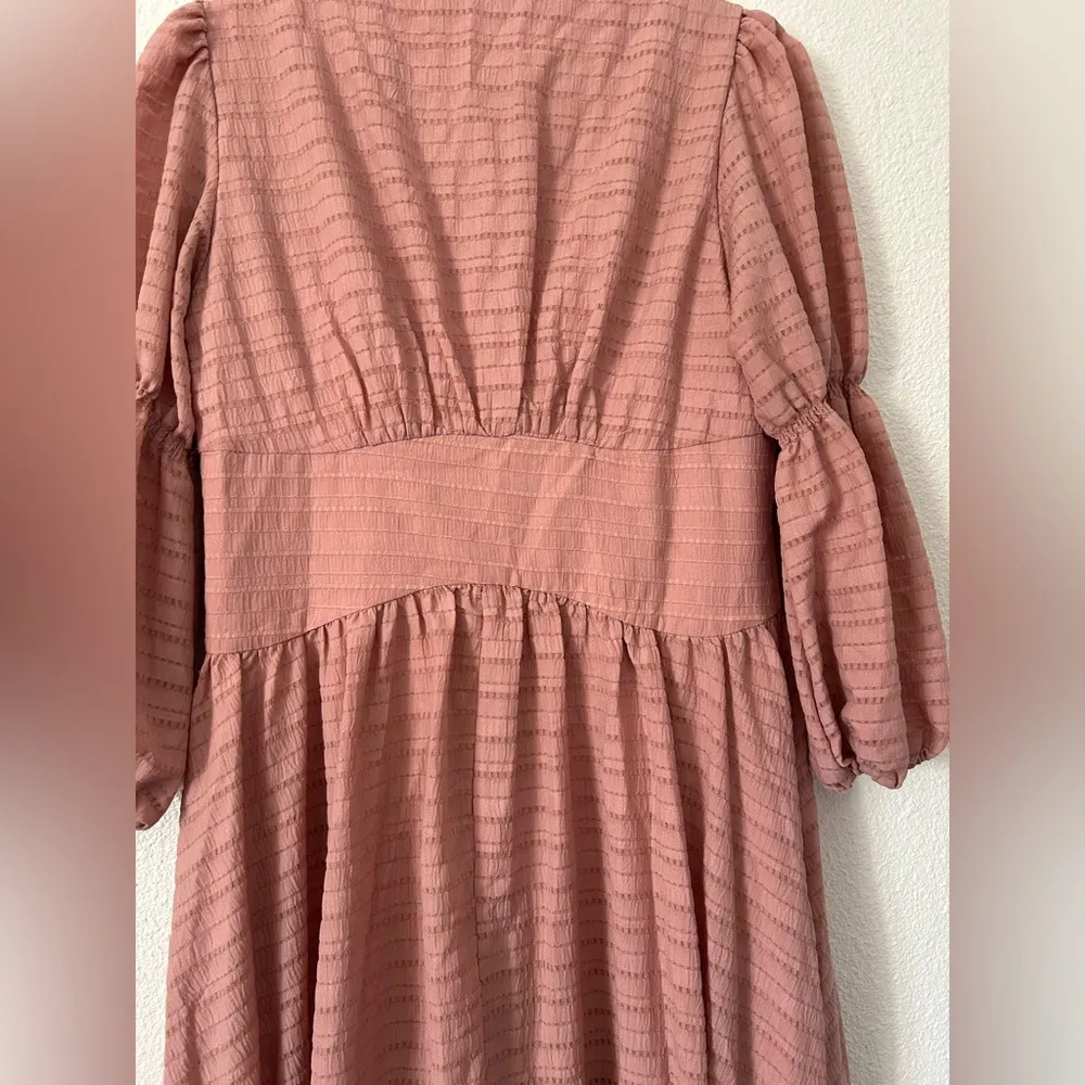 Anthropologie OPT Dusty Rose Peasant Midi Massaya Dress Size Medium - Image 10