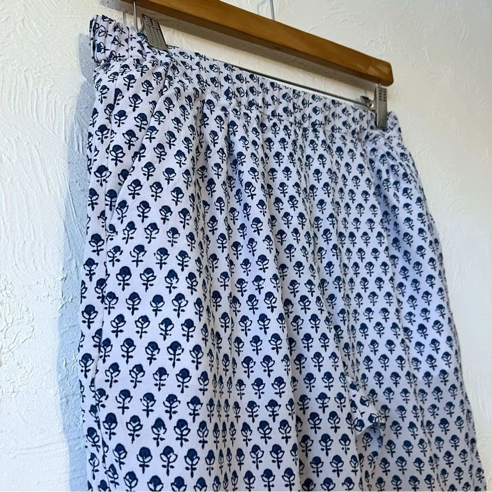 Rebecca Taylor Ditsy Tulip Print Shorts Blue White Bermuda   Size 6 - Image 3