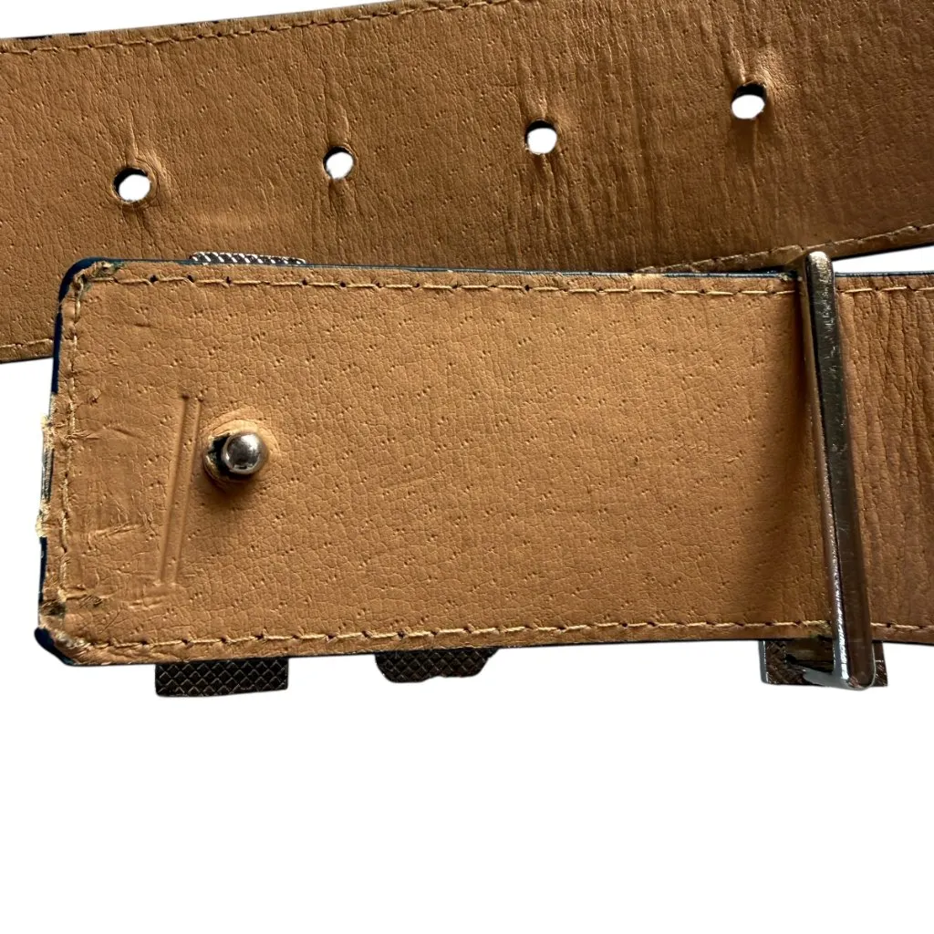 Ovation Riding blue leather adjustable belt with silver horse buckle 40" Length - Image 9