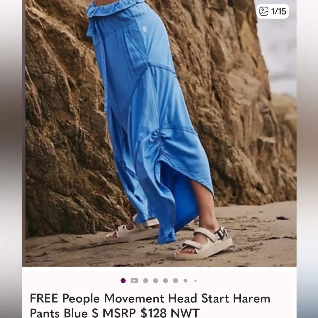 FREE People Movement Head Start Harem Pants Blue S MSRP $128 - Image 3