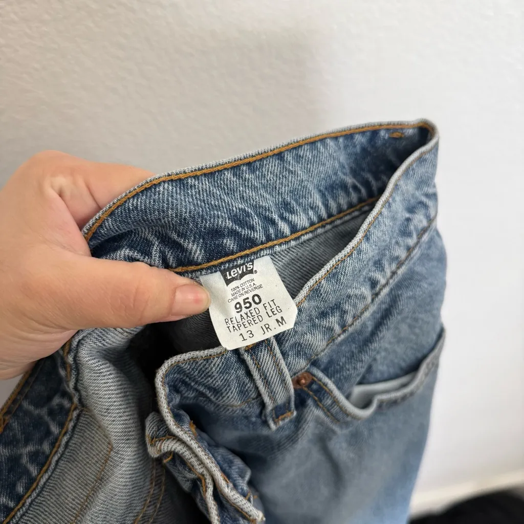 Vintage Levi’s 950 Relaxed Fit Tapered Leg Orange Tab Jeans 13 JR M - Image 6