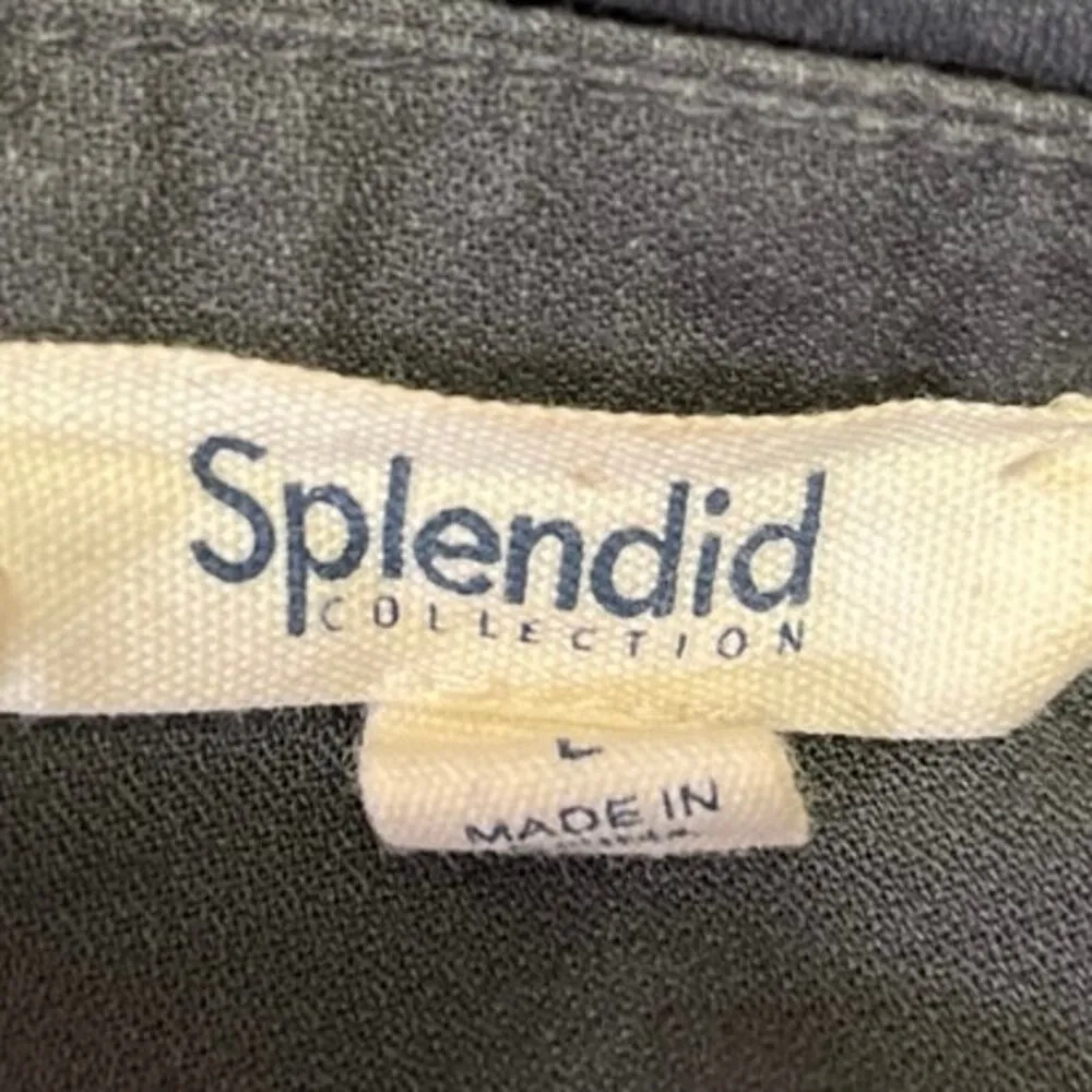 Splendid Gray Camo Camouflage Split V-neck Short Sleeve Mini Shift Dress Size L - Image 4