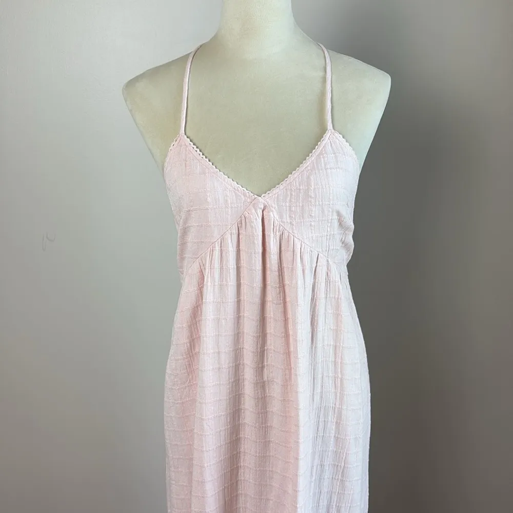 Aerie Low Back Maxi Dress Pink Soft Cotton Linen Blend Spaghetti Straps Size S - Image 3