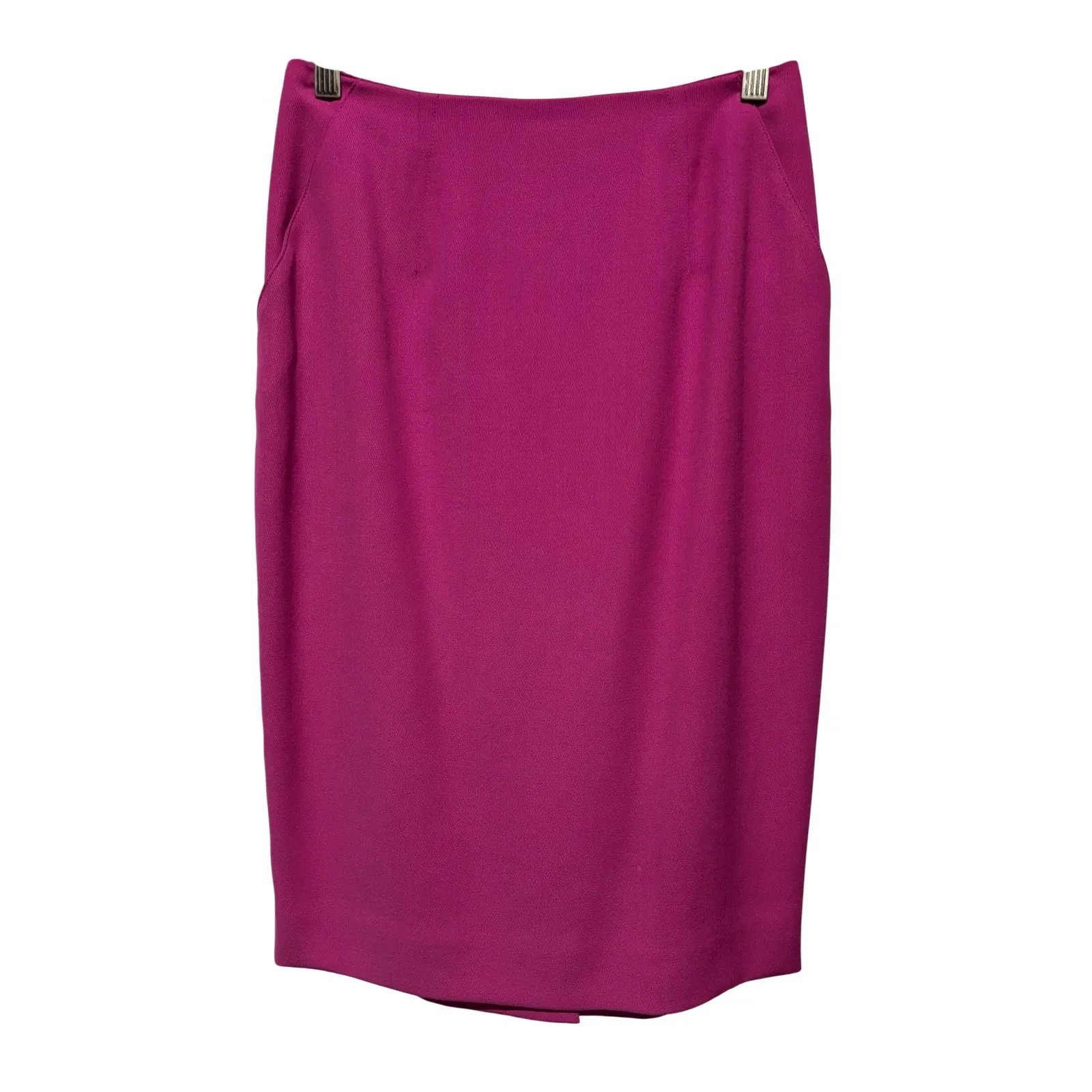Dana Buchman Vintage Pencil Wool Fuchsia Pink Skirt Back Kick Pleat Lined Sz 4 - Image 3