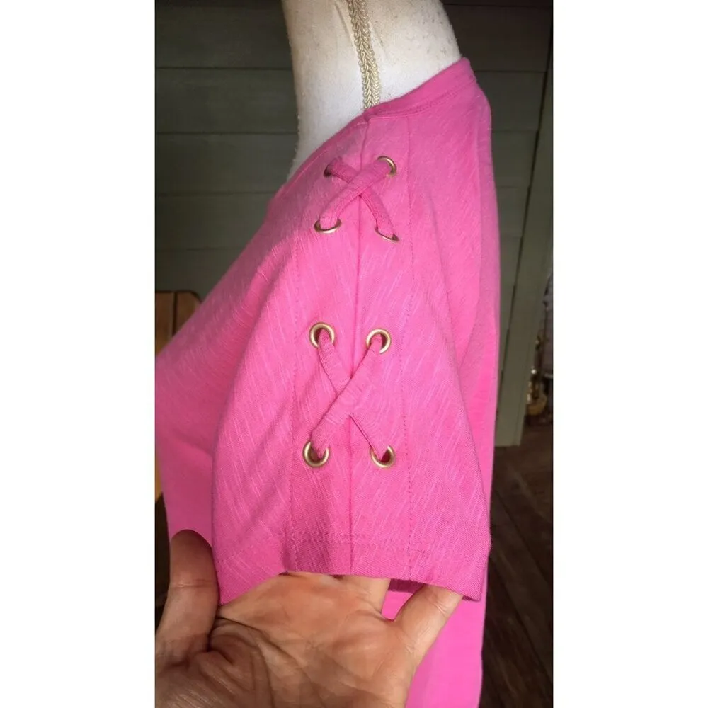 Jones New York Faux Lace Up Short Sleeve Top - Image 4