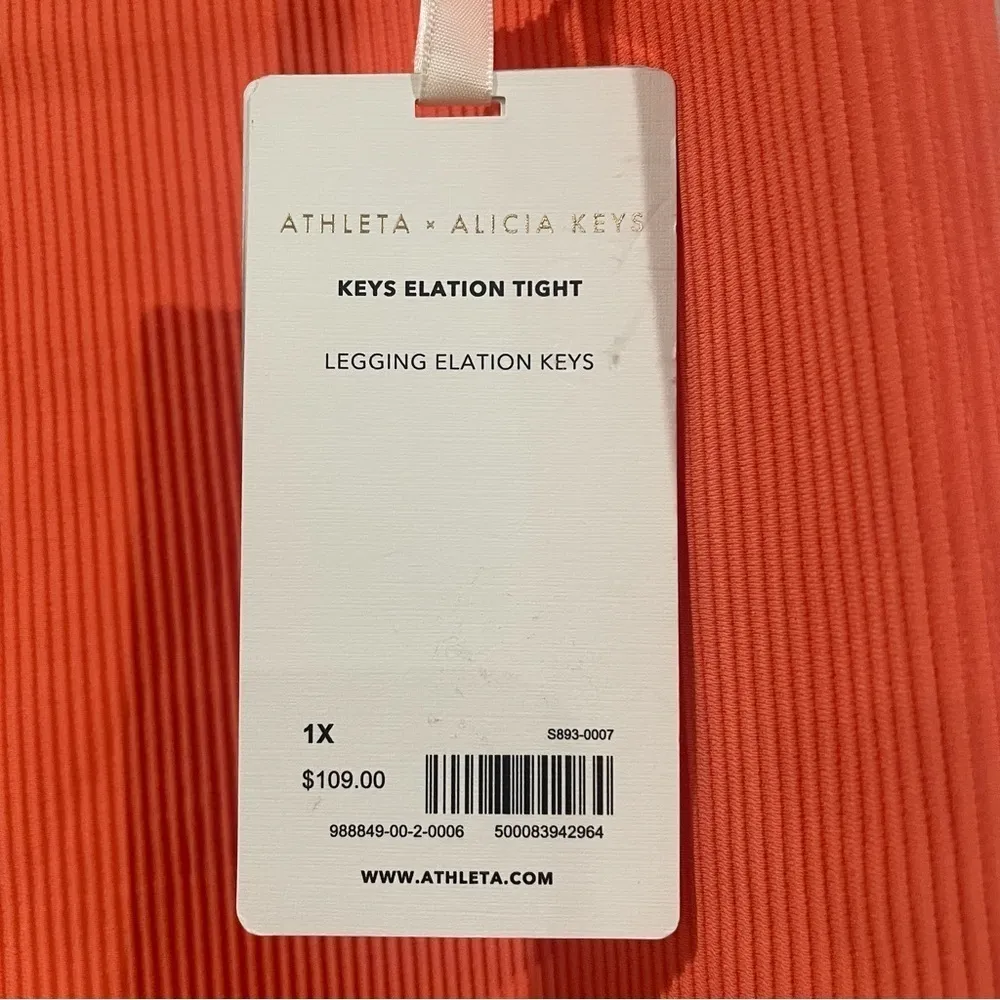 NWT Athleta Alicia Keys Coral Orange Keys Elation Tight Ribbed Leggings Size 1X - Image 5