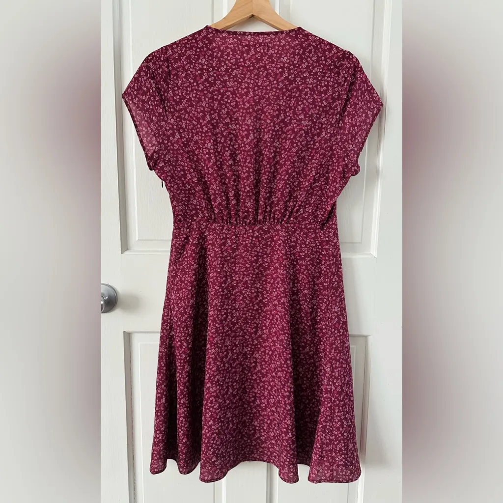 Outerknown Juniper Ditsy Floral Cap Sleeve Mini Dress Wine Purple Pink Size S - Image 7